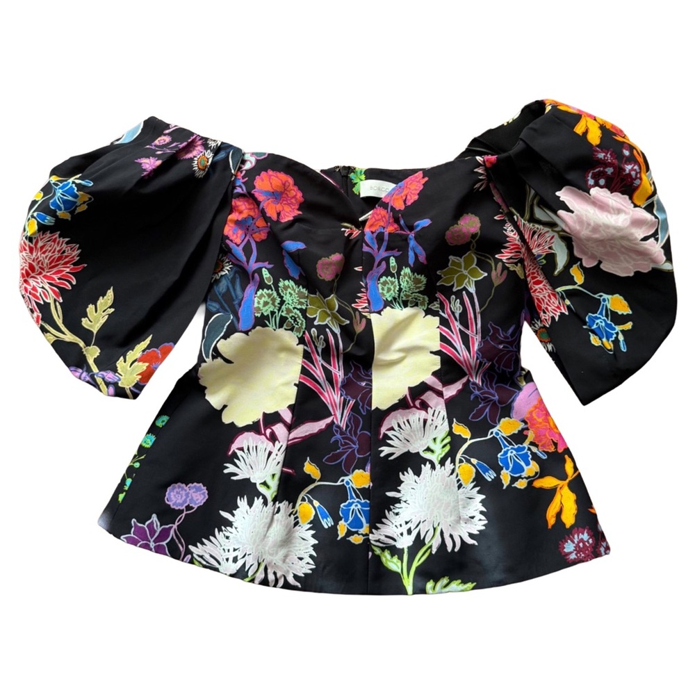 Borgo De Nor Black Floral Off-Shoulder Blouse